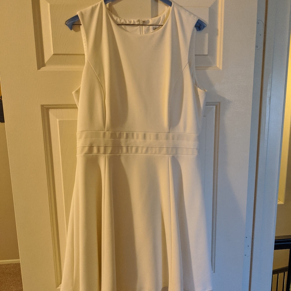 White Calvin Klein dress with cute details